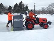 Resurfacing the Loop ice with the miniature zamboni