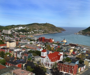Downtown St. John's with a view of the harbour.