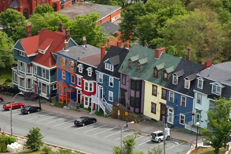 Multi-coloured properties in downtown St. John's