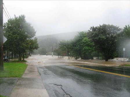 Waterford River Overflowing at Waterford Bridge Rd/Bay Bulls Rd Intersection During Hurricane Igor